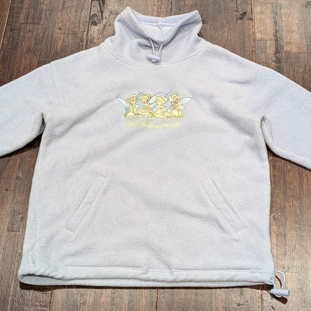 Walt Disney World Tinker Bell Embroidered Fleece Pullover Womens S Light Blue